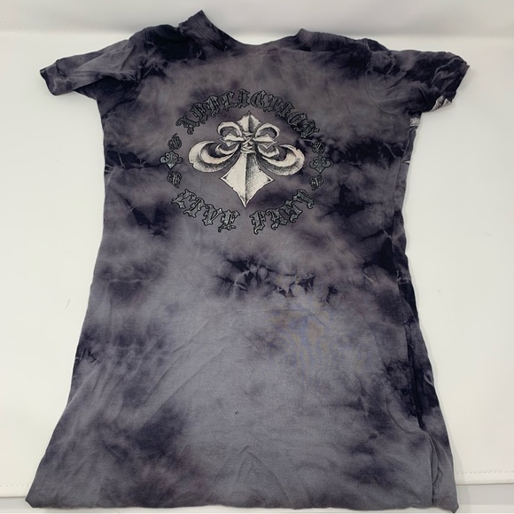 Affliction Live Fast T-shirt Women’s Gray Black Size Small Short Sleeve - Picture 1 of 10